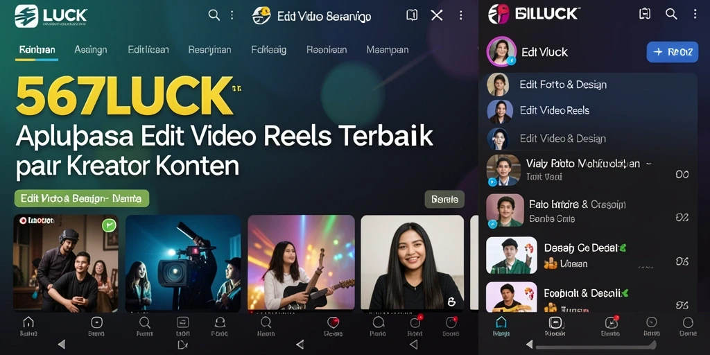 Tampilan antarmuka 567LUCK untuk edit video reels yang mudah digunakan.