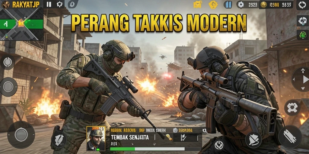 Tampilan antarmuka game Tembak Senjata yang dinamis dan menarik.