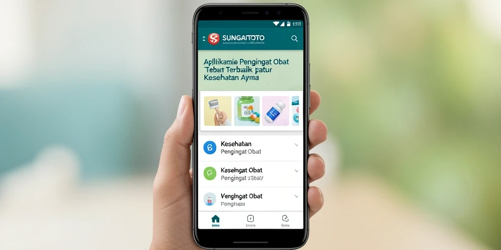 Antarmuka SUNGAITOTO yang user-friendly untuk pengingat obat.